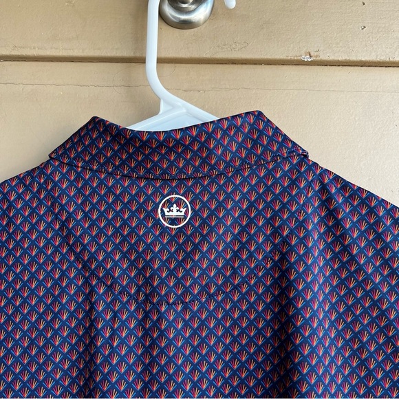 Peter Millar Women's Blue Deco Star Golf Polo Shirt Harbour Town UPF 50 + NEW - Picture 6 of 7